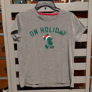 Disney Gray Tee with Green Holiday Design